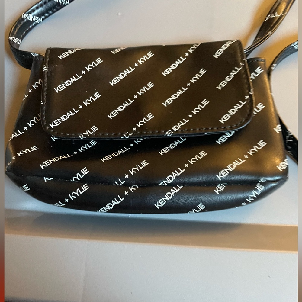 Kendall & Kylie Logo Pattern Black Crossbody Bag Small